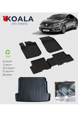 Renault Megane 4 Sedan Çift Kulaklı 2016-2022 Uyumlu Sahler Paspas + Bagaj Havuz Seti