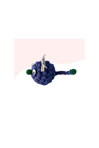 Çıngıraklı Örme Kedi Oyuncağı 9cm Mavi