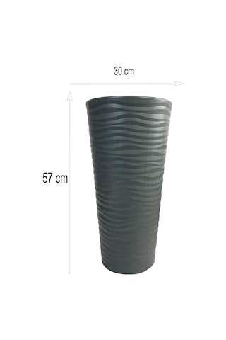 Antrasit Kumsal Vazo Dekoratif Uzun Saksı 5.5 lt 30*57cm