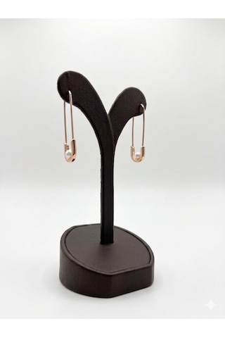 Kadın Rose Gold Renk İnci Detaylı Güvenli İğne Tasarım Küpe Minimal Şık Model