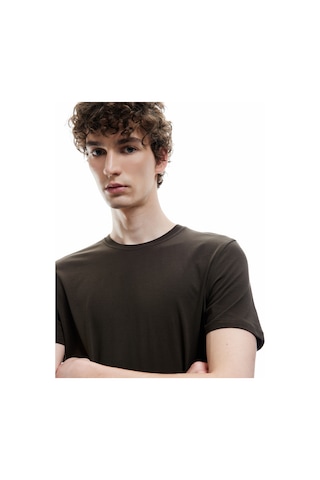 Koton Pamuklu Kısa Kollu Bisiklet Yaka Erkek Basic Tişört Kahverengi 6wam10062hk Kahve