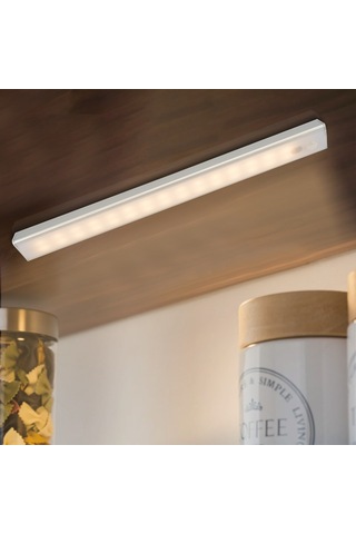 Ranyeek Alüminyum Koltuk Dolabı Lambası - 120 İnsan Ve Işık Sensörlü, 300lm, 2000mah Pil, Usb-c Şarj, 60 Led 2835, Sürekli Aydınlatma, Manyetik Montaj, Tekli Paket Beyaz