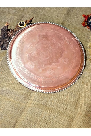 Modabakir Bakır Tepsi Sunumluk, Dekorasyon 45 Cm Model:5355pp Gümüş