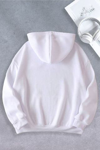 Nevermind Unisex Kadın Erkek Sigara Dudak Modeli Oversize Sweatsh Beyaz