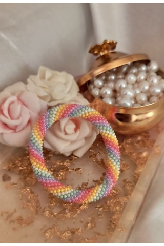 Pastel Tasarım El Yapımi Bileklik Bohem Tarz Pastel Tek Ebat Gold