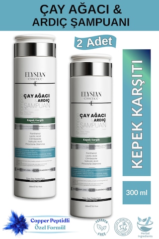 Elysian Essence Çay Ağacı & Ardıç Şampuanı 2 Adet Copper Peptidli Kepek Karşıtı Saç Bakımı 300 Ml Tüm Saç Tipleri