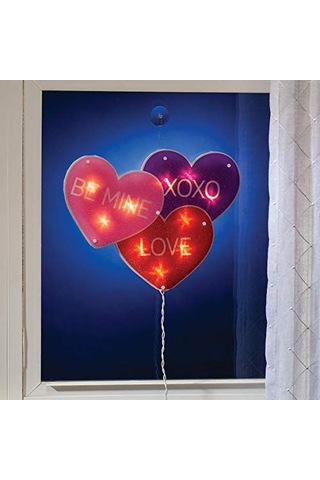 Işıklı Sevgililer Günü Kalp - Be Mine Xoxo Aşk Pencere Parıltılı Dekorasyon Diğer