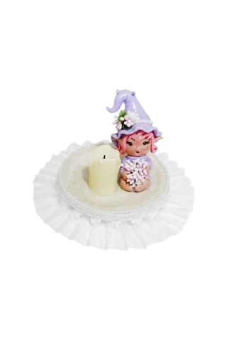 Bebek lik Biblo Lambalı Lila 14 Cm Beyaz