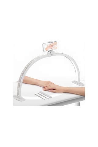 Trled F-550a Ab-pembe Elmas Desenli 55cm Katlanabilir Masa Lambası Manikür Led Aydınlatma Beyaz