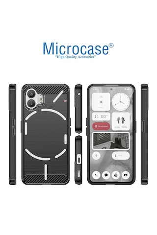Microcase Nothing Phone 2 Brushed Carbon Fiber Silikon Kılıf - Siyah Al3332