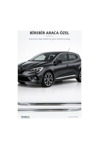 Renault Clio 5 2019 Ve Sonrası Uyumlu Krom Yan Kapı Çıtası 2 Parça Paslanmaz Çelik R.s Line