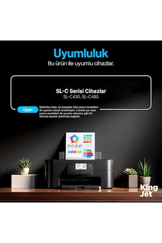 Kingjet Samsung Uyumlu Clt-y404s Standart Kapasiteli Sarı Yellow Çipli Uyumlu  Toner Sl-c430w