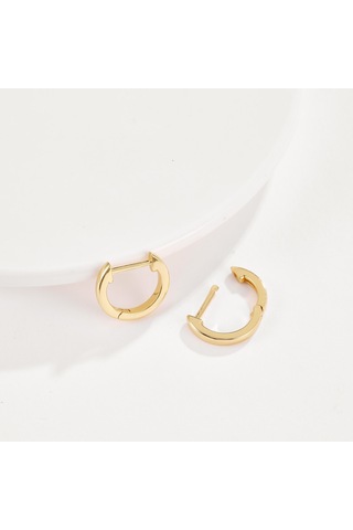 14k Altın Kaplama, Altın, S925 Ayar Gümüş Manşet Küpe Huggie Gold