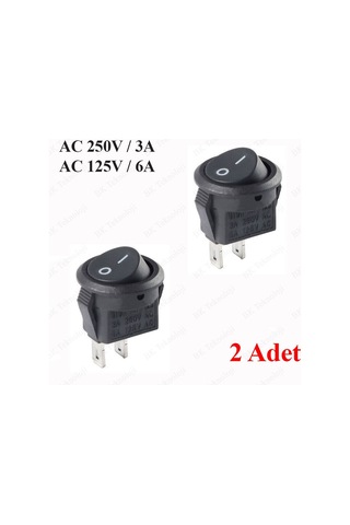 15mm Yuvarlak 2 Pin On/off Işıksız Power Anahtar 2 Adet
