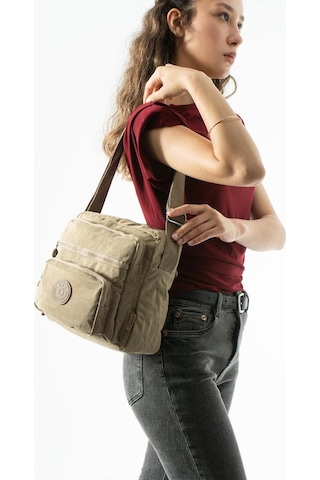 Baginn Kadın Postacı Çanta 28 32 Cm 571 Collection Klinkır Hafif Yağmur Geçirmez Klinkır Kumaş Çok Cepli Vizon