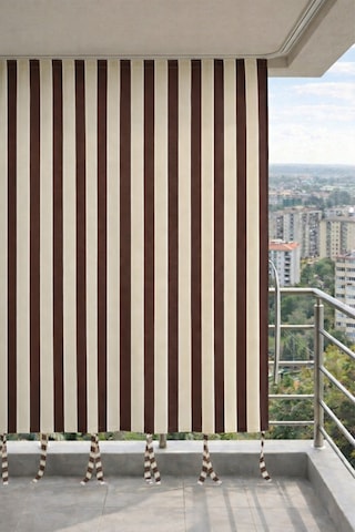 Kahve-krem Balkon Perdesi Kornişli Bağcıklı Su Geçirmez Dış Mekan Dayanıklı Modern Balkon Brandası Kahverengi-krem