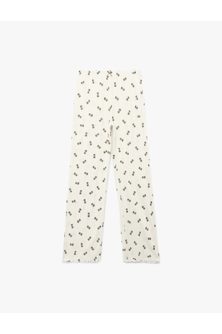 Koton Pamuklu Rahat Kalıp Ayıcık Baskılı Pijama Altı Ekru Desenli 7wlk40050mk