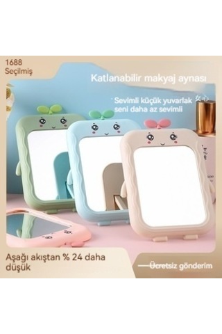 Aurora Plasik Katlanabiler Makyaj Aynasıkal İle Anlaştık Masasüsügiyme Aynası Pembe