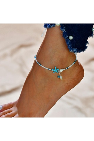 Denizyıldızı Denizyıldızı Şeklinde Halhallar Alaşım Ayak Bileği Aksesuarları Yeni Plaj Ayak Bileği Zincirleri Adam Beyaz