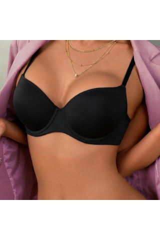 Panivue Kadın Push Up Sütyen Destekli Dolgulu Balenli Gün Boyu Konfor Siyah