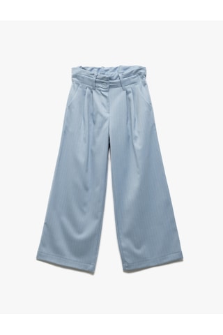Koton Beli Lastikli Pile Detaylı Çizgili Bol Paça Pantolon Mavi Çizgili 5skg40069aw Mavi Çizgili Mavi
