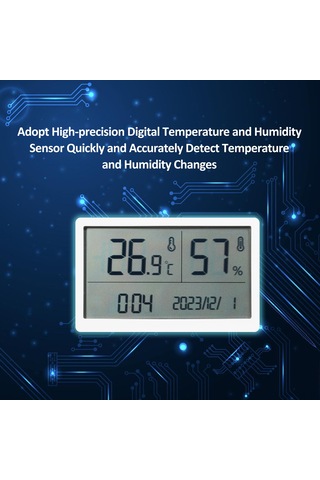 Maiyame Ev İçi Evcil Kullanıma Yüksek Hassasiyetli Elektronik Lcd Ekranlı Sicaklık Ve Nem Ölçer - Beyaz Cr2032 Pil İle Teslim