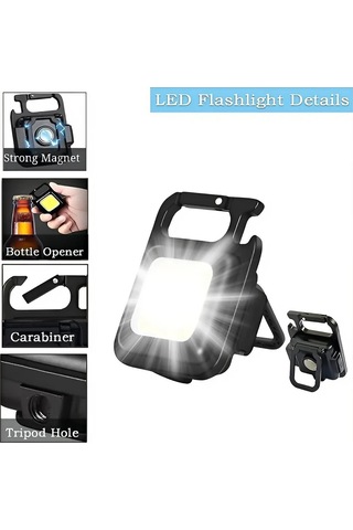 Ledışık Kare Mini Taşınabilir Usb Şarj Edilebilir Günlük Eşya Yürüyüş Feneri Seyahat Ekipmanı