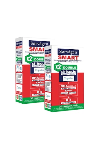 Smart Double Sitikolin 250 Mg , Dha Omega 3 Ve B12 30 Kapsül 2 Adet