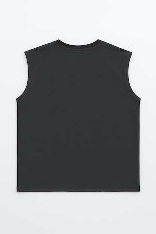 Markapia Man Erkek %100 Pamuk Bisiklet Yaka Pusula Baskılı Kolsuz T-shirt Füme