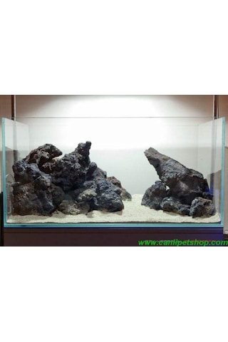 Canlıpetshop Akvaryum Dekoratif Doğal SiyahLav Kaya 10 x 10 CM 8'li