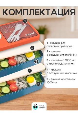 Milye Podarki Bölmeli Ve Çatal-bıçak Takımlı Öğle Yemeği Kutusu 143780931 MAvi