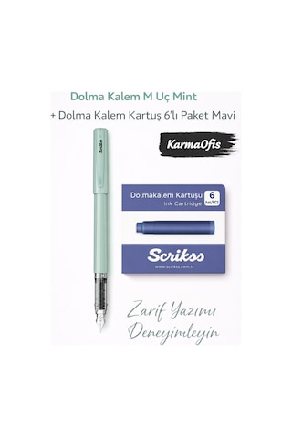 Dolma Kalem M Uç + 6 Lı Mavi Kartuş Seti Mint