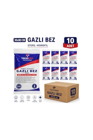 Teksomed 30x80 Steril Gazlı Bez 10 Adet