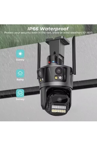 6k 12mp 8x Zoom Dört Lensli Wifi Kamera, Aı Takip, Gece Görüş, Ip66 Su Geçirmez