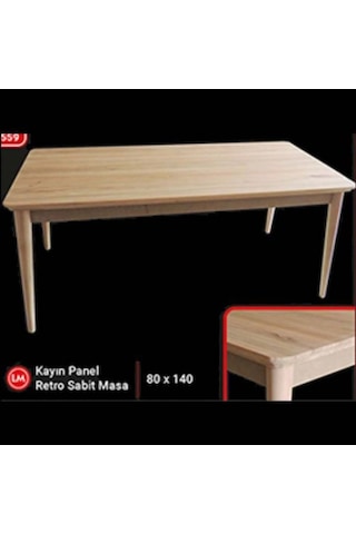 Bengimobilya Masa Retro Kayın Ahşap Panel Tabla Ve Torna Ayak Ham Masa Itinalı (396430240)