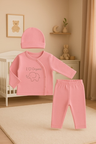 Tois Baby 2 Li Avantajlı Set Hediyelik Organik Hastahane Çıkışı Bebek Takımı 0-3 Ay Pembe + Yeşil