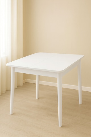 Yanlardan Açılır Büyüyen Yemek Masası Beyaz 75 x 80 CM Sadece Masa