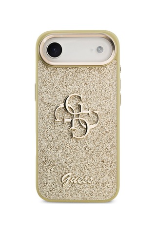 Apple Uyumlu iPhone 17 Air Kılıf Lisanslı 4g Büyük Metal Kamera Çerçeveli Ve Logolu Glitter Kapak Gold Gold