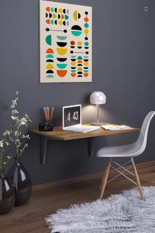 Duvara Monte Katlanabilir Yemek Çalışma Balkon Masası Ceviz 90x50 Cm Acı Kahverengi