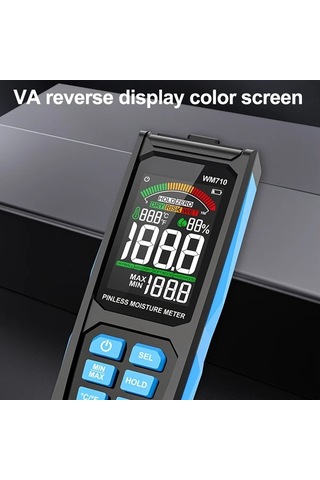 Motion003 Wm710 Çift Ekranlı Dijital Ahşap Nem Ölçer Ortam Sıcaklık Nem Ağaç Nem Tespit Pilsiz Higrometre Büyük Ekran 1888 Ölçüm Modu Siyah Abs Kasa