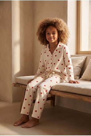 Katia&bony Kız Çocuk Kalpli Pijama Takımı Ekru Ekru