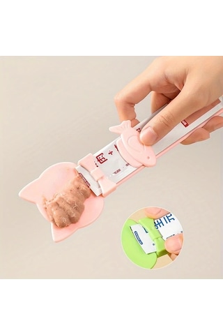 Elmpaly Yeşil Uzun Saplı Easy-squeeze Kedi Maması Dispanseri Yalatmalı Yaş Mama Kaşığı