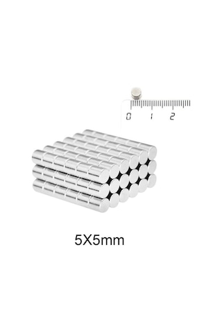 Neodyum Mıknatıs Çap 5X5 Mm - Yuvarlak Güçlü Mıknatıs 25 Adet