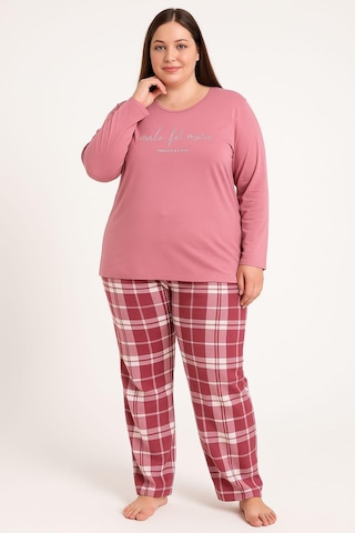 Kadın 08051 Büyük Beden Pijama Takımı Gül Kurusu GÜL KURUSU