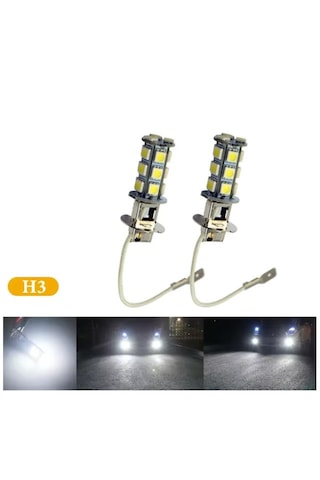 2 Adet H3 Led Far Ve Sis Ampulü Beyaz 12v.