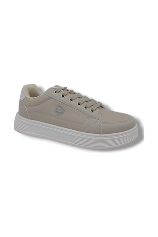 Zerhan Axıon 011 Unisex Bej Bağcıklı Şık Keten Spor Ayakkabı Bej