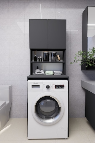 Verani Çamaşır Makinesi Dolabı Banyo Kiler Çift Kapaklı Arkal... Antrasit