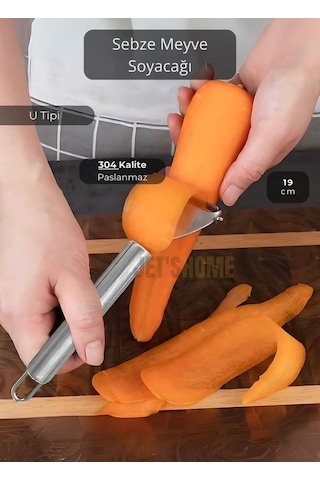 Sebze Soyacağı Paslanmaz Meyve Soyacağı U Tipi Soyacak Çelik 19 Cm Metalik Gri