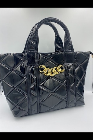 Sentt Parlak Deri Dilimli Zincirli Çanta