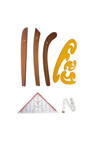 6 Parça Set 3'lü Modelist Riga Cetvel Seti, Modelist Gönyesi, Pistole Cetvel Ve 150 Cm Mezura Diğer